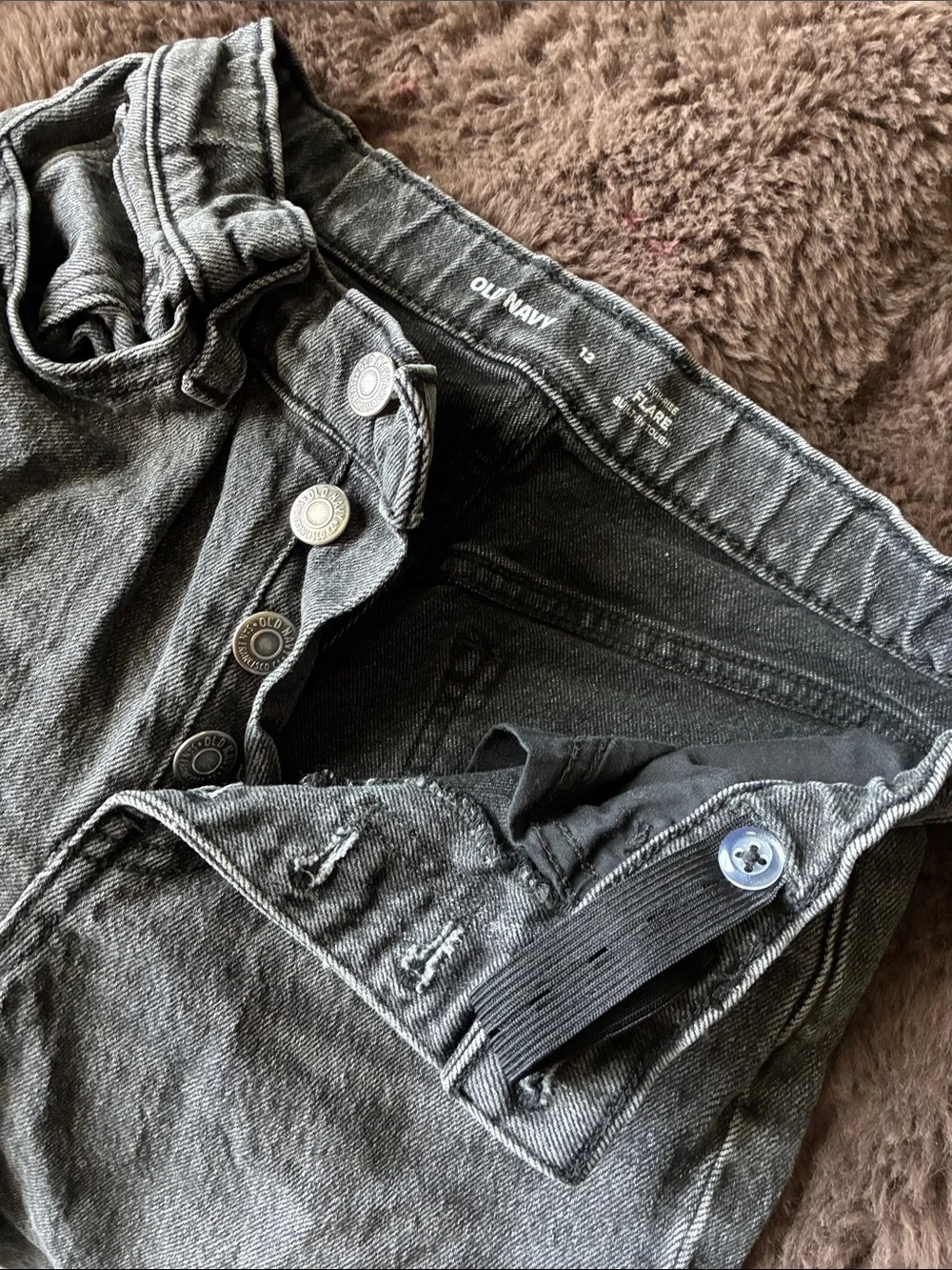 Old Navy Kids Gray Button-Front Flared Jeans